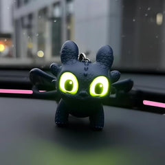 Night Dragon Keychain with Glowing LED Eyes | Cute Black Dragon Backpack Charm | Collectible Keyring for Bags, Keys & Car Accessories