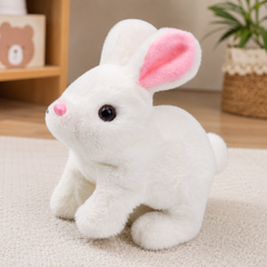 Walking Rabbit Plush Toy for Kids | Hopping Bunny with Wiggling Ears & Nose | Soft Interactive White Bunny Gift for Boys & Girls