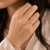 Rose Gold Butterfly Adjustable Ring for Women & Girls | Open Finger Ring with Crystal Stone | Elegant Fashion Jewelry | Gift for Her