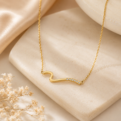 Minimalist Gold Plated Necklace for Women | Dainty Gold-Plated Pendant Necklace with Crystal Accents | Elegant Everyday Jewelry | Gift for Her