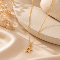 Gold Plated Gold Star Pendant Necklace for Women & Girls | Minimalist Gold-Plated Chain Necklace | Elegant Everyday Fashion Jewelry | Gift for Her