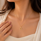 Gold Plated Gold Star Pendant Necklace for Women & Girls | Minimalist Gold-Plated Chain Necklace | Elegant Everyday Fashion Jewelry | Gift for Her