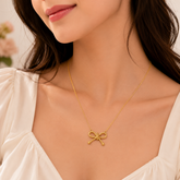Gold Bow Pendant Necklace for Women & Girls | Elegant Rope Bow Gold-Plated Chain Necklace | Minimalist Fashion Jewelry | Gift for Her