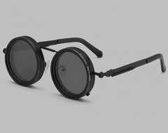 Adjustable Polarized Round Sunglasses | 1-9 Gear Adjustable Tint UV400 Protection | Retro Steampunk Style Sunglasses for Men & Women