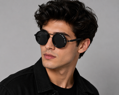 Adjustable Polarized Round Sunglasses | 1-9 Gear Adjustable Tint UV400 Protection | Retro Steampunk Style Sunglasses for Men & Women