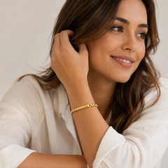 Vreya Gold Plated Bracelet for Men & Women | Premium Chain Link Design | Adjustable Fashion Bracelet | Lightweight Daily Wear Jewelry | Stylish Gift for Him & Her