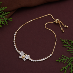 Butterfly Crystal Adjustable Bracelet for Women – Elegant Gold-Tone Gift for Girlfriend