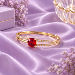 Ruby Red Solitaire Split Band Bangle Bracelet