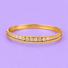 Classic Crystal Accent Gold-Tone Bangle Bracelet