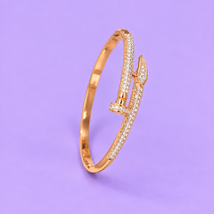 Elegant Nail-Inspired Crystal Bangle Bracelet