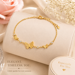 Elegant Butterfly Charm Gold Bracelet for Women | Adjustable Gold-Plated Bracelet with Butterfly Charms | Stylish Gift for Girls & Women