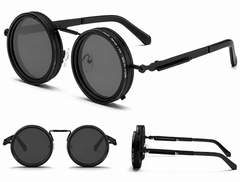 Adjustable Polarized Round Sunglasses | 1-9 Gear Adjustable Tint UV400 Protection | Retro Steampunk Style Sunglasses for Men & Women