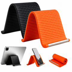 Foldable Silicone Phone & Tablet Stand | Flexible Roll-Up Mobile Holder | Multi-Angle Adjustable Desk Stand for Smartphones, Tablets & E-Readers