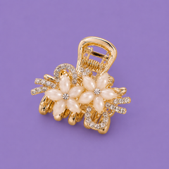Crystal Floral Hair Claw Clip | Elegant Rhinestone Flower Hair Accessory