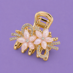 Crystal Floral Hair Claw Clip | Elegant Rhinestone Flower Hair Accessory