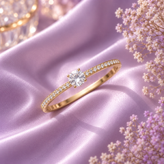 Gold Solitaire Crystal Bangle Bracelet