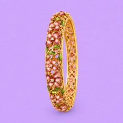 Colorful Floral Enamel Filigree Bangle Bracelet