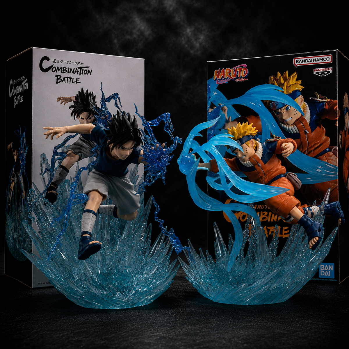 Naruto & Sasuke Combination Battle Figure Set | Naruto Shippuden Rasengan & Chidori Collectible PVC Statues