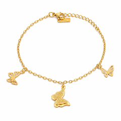 Elegant Butterfly Charm Gold Bracelet for Women | Adjustable Gold-Plated Bracelet with Butterfly Charms | Stylish Gift for Girls & Women