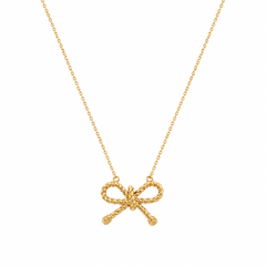 Gold Bow Pendant Necklace for Women & Girls | Elegant Rope Bow Gold-Plated Chain Necklace | Minimalist Fashion Jewelry | Gift for Her
