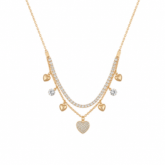 Gold-Plated Mangalsutra Necklace for Women | Crystal & Heart Charm Mangalsutra with Black Beads | Traditional & Modern Bridal Jewelry | Daily Wear Gift for Wife