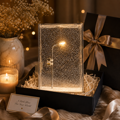 Snowfall Street Lamp LED Night Light – Acrylic Decorative Table Lamp with Swirling Snow Effect, Warm White LED, USB Powered Home Décor Gift