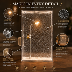 Snowfall Street Lamp LED Night Light – Acrylic Decorative Table Lamp with Swirling Snow Effect, Warm White LED, USB Powered Home Décor Gift