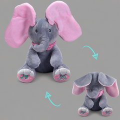 Peek-a-Boo Elephant Plush Toy for Kids | Interactive Singing Elephant with Flapping Moving Ears | Soft Musical Stuffed Animal for Babies & Toddlers