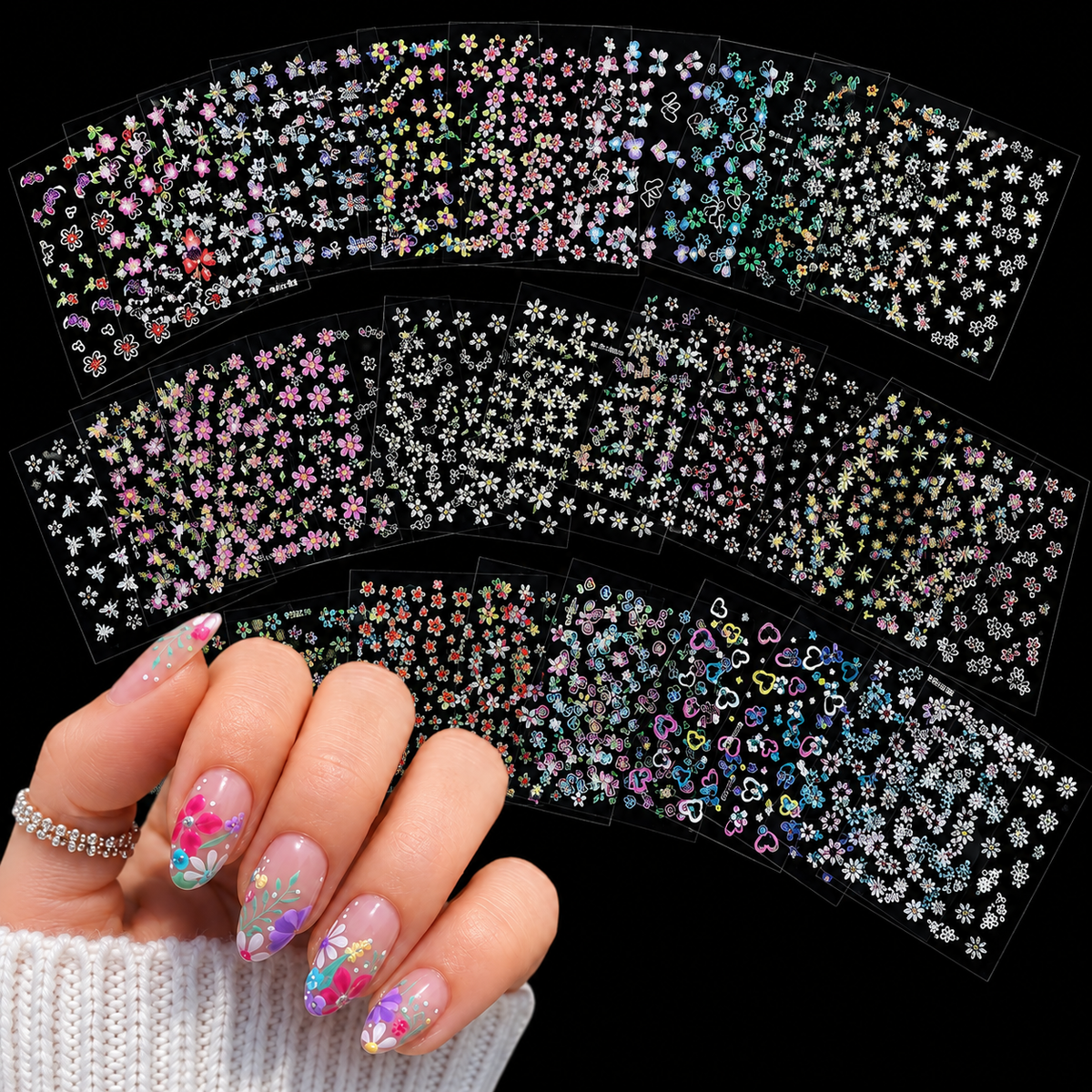 3D Nail Art Stickers Set | Self-Adhesive Flower & Butterfly Nail Decals | 30 Sheets DIY Nail Decorations for Women & Girls