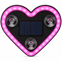 Heart Shape Solar Car Window Light | LED Neon Ambient Decoration Light | Rechargeable Romantic Car Interior Window Lamp with Suction Cups