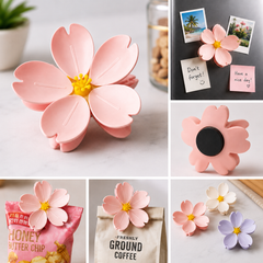 Flower Magnetic Bag Clip | Cherry Blossom Fridge Magnet & Food Sealing Clip | Reusable Magnetic Snack Bag Sealer for Kitchen & Refrigerator