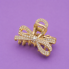 Crystal Bow Hair Claw Clip | Elegant Rhinestone Ribbon Hair Accessory