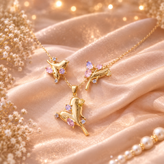 Gold-Tone Bird Charm Necklace Collection with Crystal Accents and Earrings