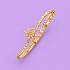 Celestial Starburst Open Cuff Bracelet with Cubic Zirconia