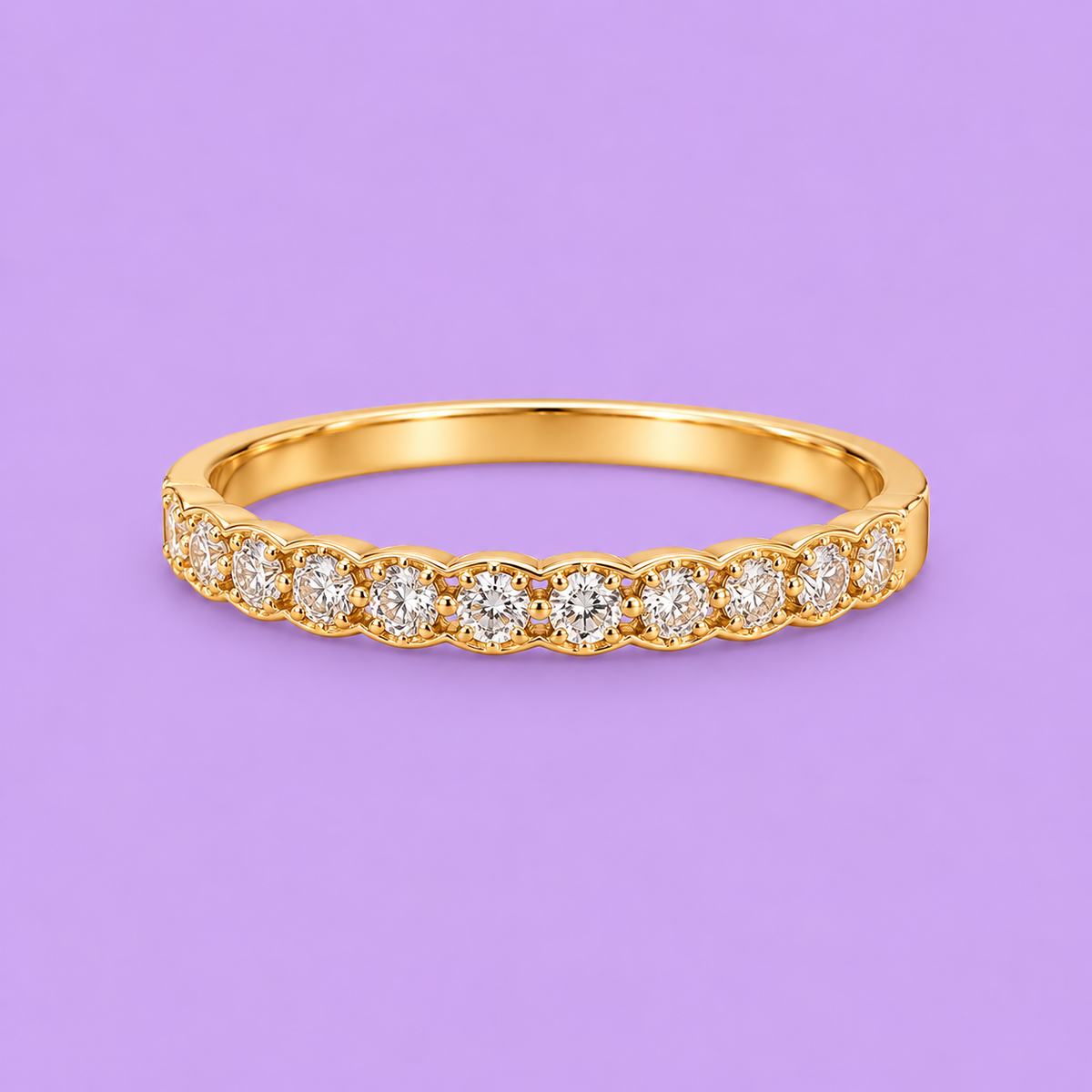 Gold-Tone Eternity Band Ring with Round Cubic Zirconia