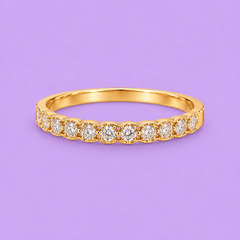 Gold-Tone Eternity Band Ring with Round Cubic Zirconia
