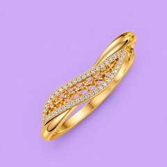 Gold Marquise Filigree Bangle Bracelet with Cubic Zirconia