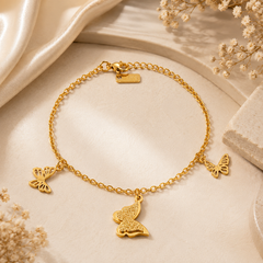 Elegant Butterfly Charm Gold Bracelet for Women | Adjustable Gold-Plated Bracelet with Butterfly Charms | Stylish Gift for Girls & Women