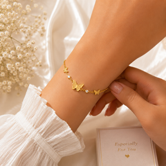 Elegant Butterfly Charm Gold Bracelet for Women | Adjustable Gold-Plated Bracelet with Butterfly Charms | Stylish Gift for Girls & Women