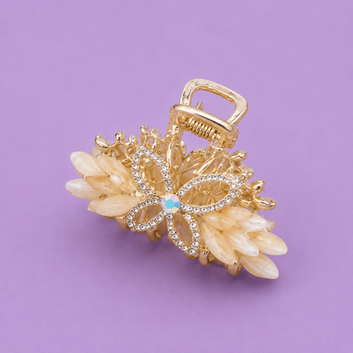 Crystal Floral Hair Claw Clip | Elegant Rhinestone Flower Hair Accessory