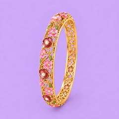 Colorful Floral Enamel Filigree Bangle Bracelet