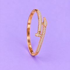 Elegant Nail-Inspired Crystal Bangle Bracelet