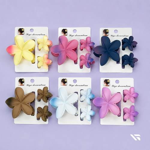 Tropical Flower Hair Claw Clip Set | Floral Matte Hair Accessories