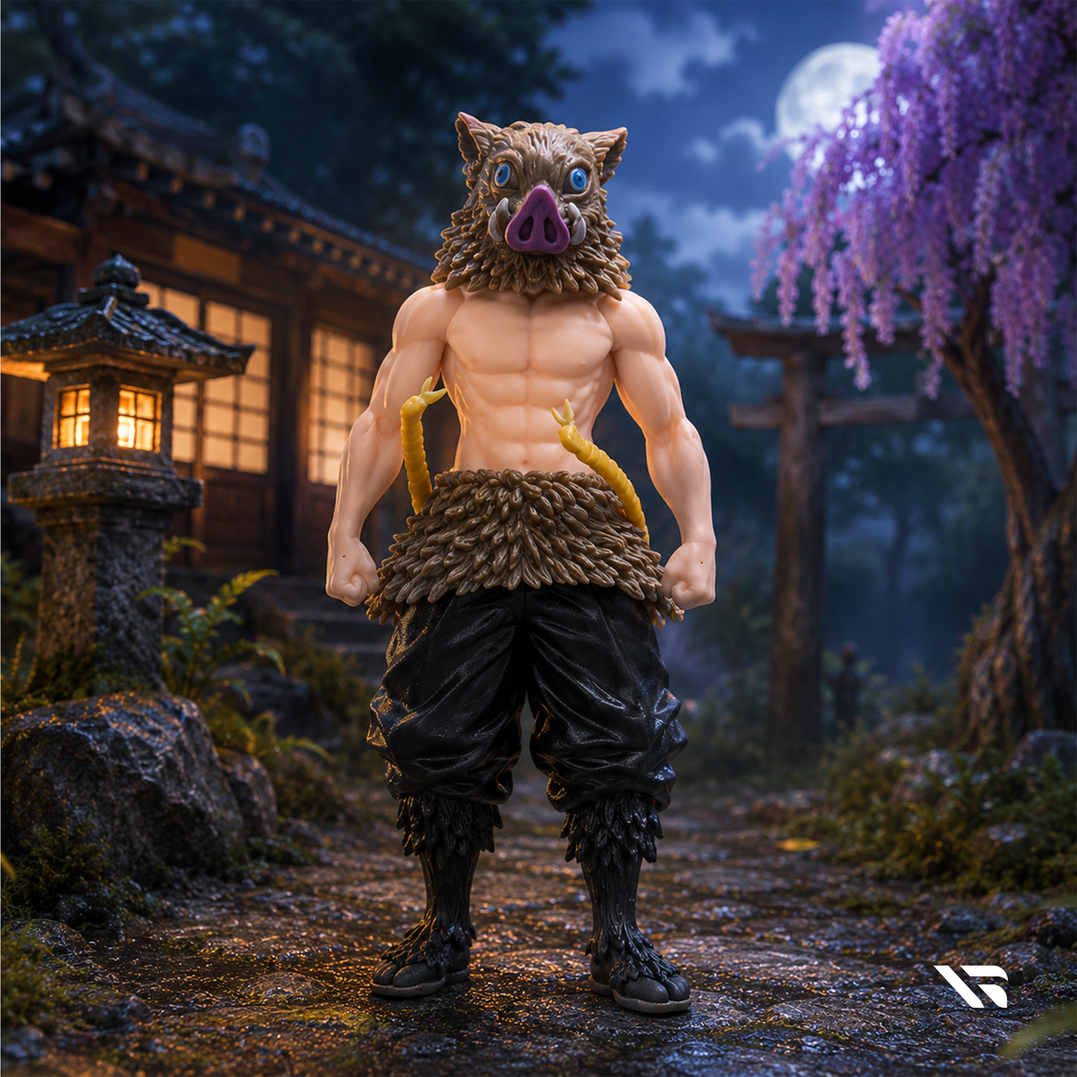Inosuke Hashibira Action Figure | Demon Slayer Beast Breathing Collectible Statue with Boar Mask