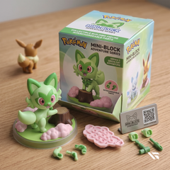 Pokemon Sprigatito Mini Block Figure Kit | Buildable Pocket Monster Collectible Model