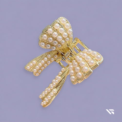 Pearl Bow Metal Hair Claw Clip | Elegant Korean Style Hair Accessory