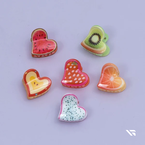 Mini Fruit Heart Hair Claw Clip Set (3 Pieces) | Cute Kawaii Hair Accessories